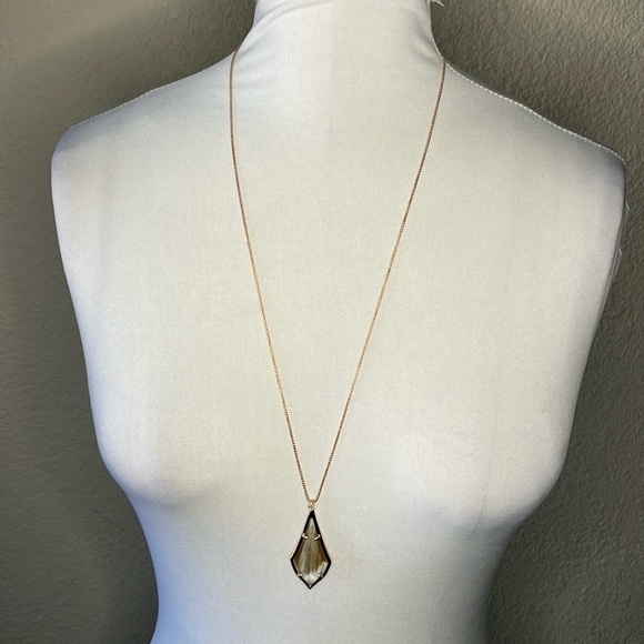 Rare Kendra Scott Gold Tone Glitter Dust Drop Pendant Necklace Boho - Picture 2 of 5